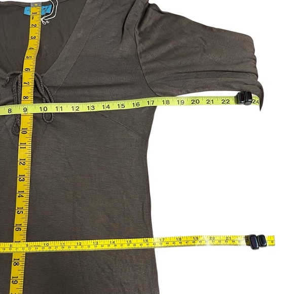 Letarte Jersey Braid Long Tunic Dress Lace Up Side Slits Taupe Size Large NWT - Picture 8 of 12